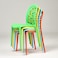 Jeffcoco Furniture back hole design stackable chair Injection processing Fixed leg plastic leisure chair outdoor/indoor outside/inside Patio/Garden chair Water/sun proof Dining chair (Green 1pc)