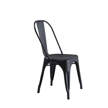 Jeffcoco Furniture Tolix Style Metal Dining Chair D1 Industrial Stackable Cafe Side Indoor/Inside Outdoor/Outside Courtyard Garden Patio Kitchen Dining Room(1 Shining Black)