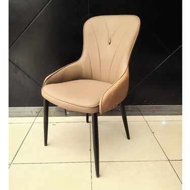 Jeffcoco Furniture PU Leather Modern Design Dining Chair,Comfortable Seat Kitchen Furniture,Brown 1 Pcs