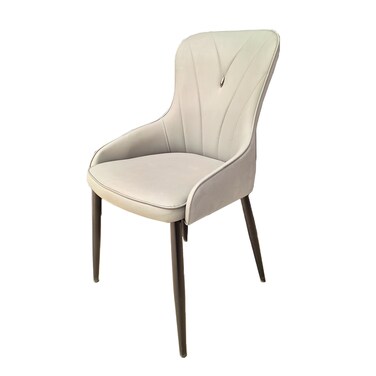 Jeffcoco Furniture PU Leather Modern Design Dining Chair,Comfortable Seat Kitchen Furniture,Beige 1 Pcs