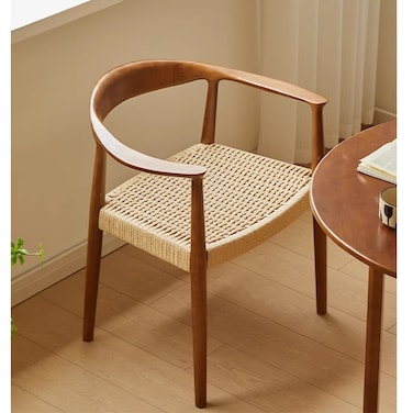 Jeffcoco Furniture Solid Wood Hand-made Rope Chair,Arm Desk Chair (1 Piece Chair)