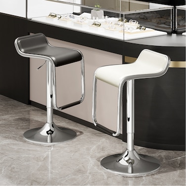 Jeffcoco Furniture PU Leather Adjustable High Bar Chair,Counter Guest Chair(White 1 Pc)