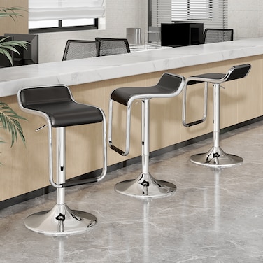 Jeffcoco Furniture PU Leather Adjustable High Bar Chair,Counter Guest Chair(Black 1 Pc)