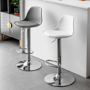 Jeffcoco Furniture PU Leather Adjustable High Bar Chair,Counter Guest Chair(White 1 Pc)