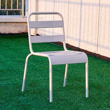 Jeffcoco Furniture Outdoor Metal Chair,Water proof,Heat Proof,Balcony Garden Stackable No Arm Chair(1 PC Grey)