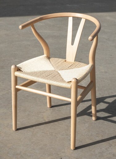 Jeffcoco Furniture Nordic - Style Metal Chair Y - Chair with Woven Seat - Ideal for Home Dining &amp; Living Spaces (1 piece beige)
