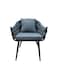 Jeffcoco Furniture Modern Grey Woven Accent Chair, Upholstered Fabric Seat, Black Metal Legs, Decorative Pillow for Living Room/Dining Room(1 piece)