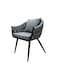 Jeffcoco Furniture Modern Grey Woven Accent Chair, Upholstered Fabric Seat, Black Metal Legs, Decorative Pillow for Living Room/Dining Room(1 piece)