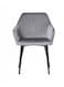 Jeffcoco Furniture Modern Light Grey Velvet Armchair, Vertical Tufted Back, Black Metal Legs &ndash; Stylish Dining/Living Room Chair(Grey 1 piece)
