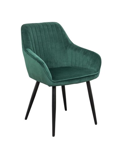 Jeffcoco Furniture Modern Light Grey Velvet Armchair, Vertical Tufted Back, Black Metal Legs &ndash; Stylish Dining/Living Room Chair(Green 1 piece)
