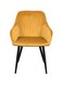 Jeffcoco Furniture Modern Mustard Velvet Armchair with Vertical Tufting &amp; Black Metal Legs(Yellow 1 piece)