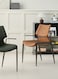 Jeffcoco Furniture Luxury - Inspired Brown Leather Dining Chair with Armrests &amp; Iconic Emblem(1 piece)