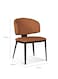 Jeffcoco Furniture Modern Caramel Upholstered Dining Chair, Black Metal Frame, Stylish Dining Seat(One Piece)