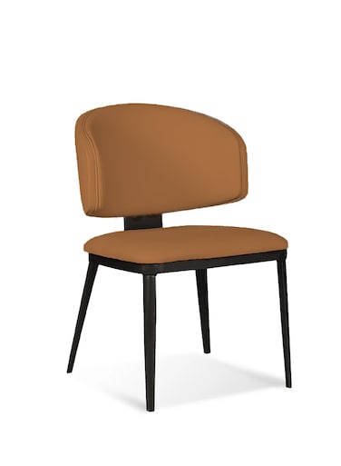 Jeffcoco Furniture Modern Caramel Upholstered Dining Chair, Black Metal Frame, Stylish Dining Seat(One Piece)