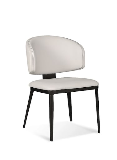 Jeffcoco Furniture Elegant White Backrest Chair, Black Metal Legs, Suitable for Living &amp; Dining Rooms(One Piece)