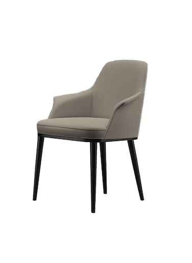 Jeffcoco Furniture Modern Minimalist Light Grey Leather Armchair with Black Legs, A Must - have for Stylish Homes(One Piece)