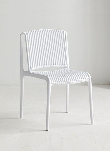 Jeffcoco Furniture Thickened White Plastic Woven Backrest Dining Chair, Simple Nordic Style Home Leisure Chair(One Piece)