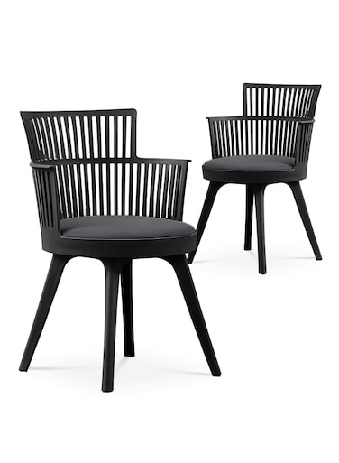 Jeffcoco Furniture Modern White Plastic Armchair with Comfortable Cushion for Dining Room, Living Room, Home Office(One Piece)