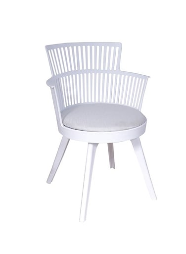Jeffcoco Furniture Modern White Plastic Armchair with Comfortable Cushion for Dining Room, Living Room, Home Office(One Piece)