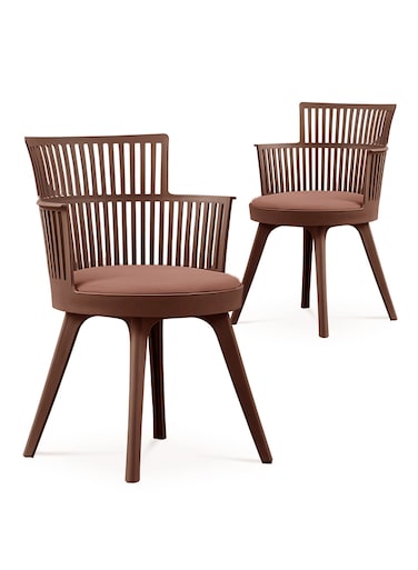 Jeffcoco Furniture Modern Brown Plastic Armchair with Comfortable Cushion for Home Office, Dining Room, Living Room(One Piece)