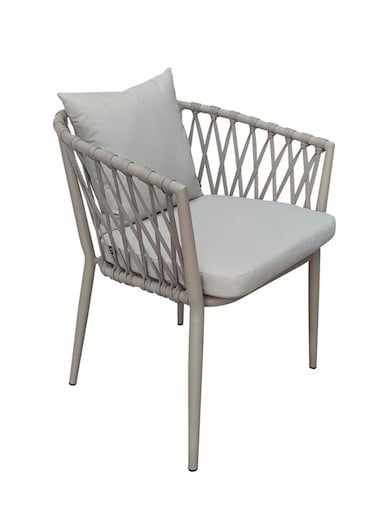 Jeffcoco Furniture Modern Light Beige Outdoor Woven Armchair with Comfortable Cushion and Pillow for Patio, Garden, Courtyard(One Piece)