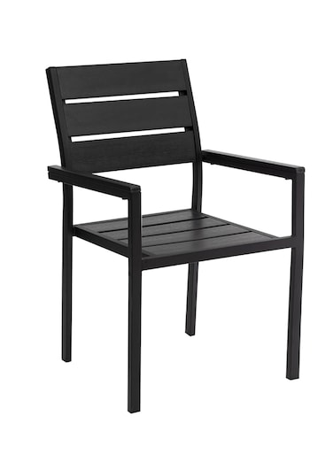Jeffcoco Furniture Modern Black Outdoor Aluminum Alloy and WPC Armchair for Patio, Garden, Courtyard(One Piece)