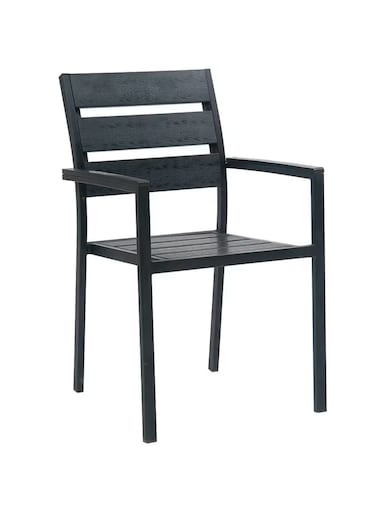 Jeffcoco Furniture Modern Black Outdoor Iron and WPC Armchair, Suitable for Patio, Garden and Courtyard(One Piece)