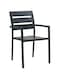 Jeffcoco Furniture Modern Black Outdoor Iron and WPC Armchair, Suitable for Patio, Garden and Courtyard(One Piece)