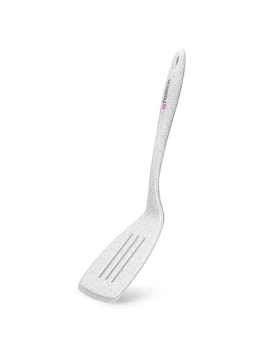 Fissman Slotted Turner 32cm BIANCA Series with Nylon&amp;Silicone, Heat Resistant,Non-Stick Kitchen Utensil for Cooking,Non-Scratch,Lightweight,Glide Under Food And Dishwasher Safe