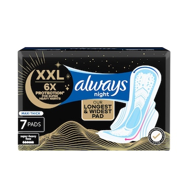 Always XXL Night Pads, for Super Heavy Nights, Maxi Thick, 7 Pads