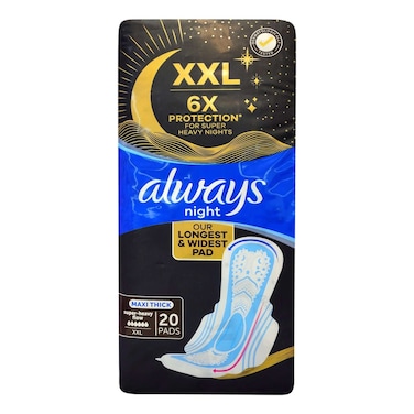 Always Dreamzz Pad Clean And Dry Maxi Thick Heavy Night Long Sanitary Pads With Wings White 20 Pads