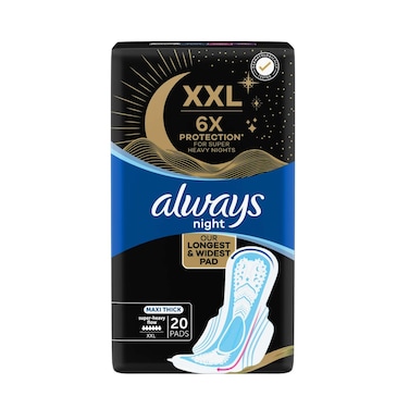 Always XXL Night Pads, for Super Heavy Nights, Maxi Thick, 20 Pads