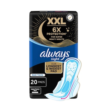 Always XXL Night Pads, for Super Heavy Nights, Maxi Thick, 20 Pads