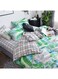4-Piece Leaf Printed Bedding Set Combination White/Green/Blue Quilt Cover 220x240 cm, Bedsheet 230x250 cm, Pillowcase 48x74cm