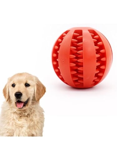 Pet dog toy self-high relief grinding tooth leakage ball Bite resistant puppy hide food watermelon ball dog toy (Red)