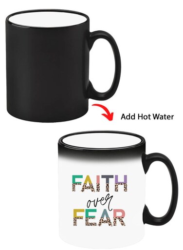 Color Changing Heat Sensitive Ceramic Mug, Image Revealed When HOT Liquid is Added! Faith over fear