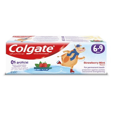 Colgate Kids 0% Artifical 6-9 Years Fluoride Strawberry Mint Toothpaste 60ml