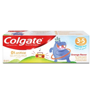 معجون أسنان كولجيت للأطفال من عمر 3 إلى 5 سنوات، خالٍ من الفلورايد و 0 ٪ مواد صناعية، 60 مل