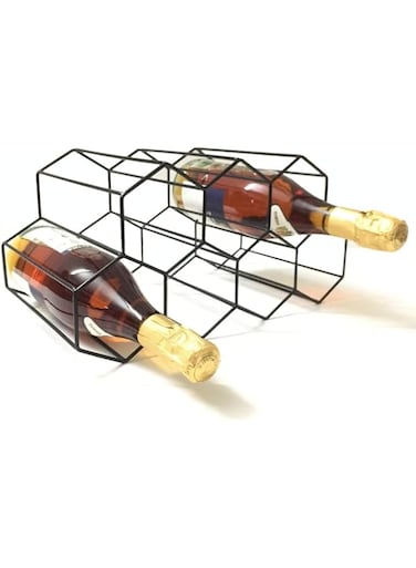 Countertop Wine Rack - 9 Bottle Wine Holder for Wine Storage - No Assembly Required - Modern Black Metal Wine Rack - Wine Racks Countertop - Small Wine Rack and Wine Bottle Holder - Tabletop Wine Rack