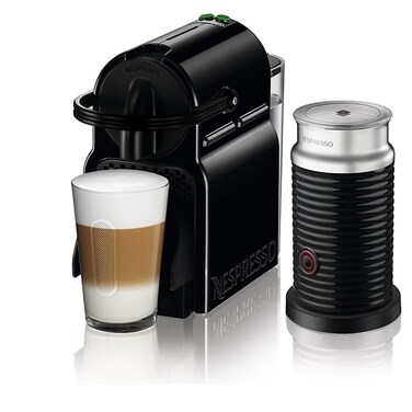 Nespresso Inissia Black and Aeroccino3 Milk Frother Bundle, 0.7 L, Black, Automatic Power Off