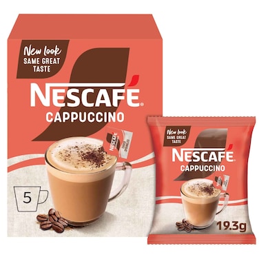 Nescafe Cappuccino Foamy Coffee Mix Choco Sprinkles, 19.3g Pack of 5