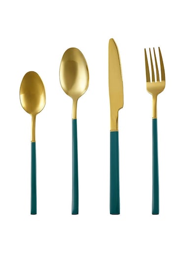 Premium Cutlery Set Green/Gold