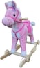Lovely Baby Kids Rideon Rocking Horse with Wooden Wheels LB 501W Wooden Base Soft Material - Pink