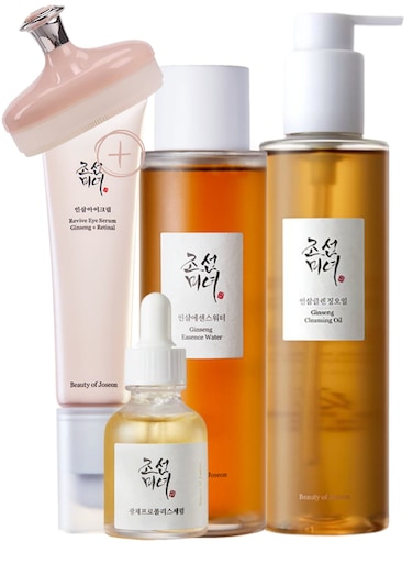 Beauty Of Joseon Rejuvenate And Renew Ginseng Powered Pack &amp; Face Scrubber - Ginseng Cleansing Oil - Ginseng Essence Water - Glow Serum Revive - Eye Serum Ginseng Retinal