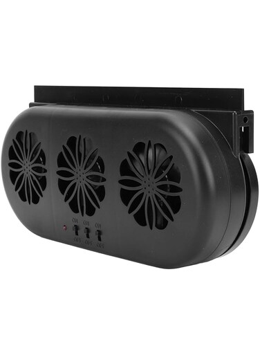 Luocute Car Exhaust Fan, 5000RPM Circulation USB Solar Powered Car Fan Vehicle Front Rear Window Cooling Vent with Strong Wind Circulation for Cars, Offices, Home Rooms (Black)