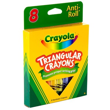 Crayola Triangular Crayons, Anti-Roll Design, Nontoxic, Assorted Colors, 8 Crayons