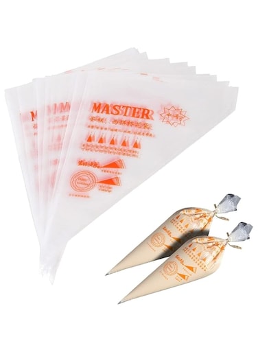ECVV 100Pcs Ice Fountain Soft Candy Cake Decoration Tools Baking Decoration Bag Disposable Pipe Bag, White, Medium 32 X 20 Cm