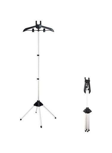 Beauenty Hanging Ironing Machine Coat Hanger, Clothing Accessory Holder with Portable Ironing, Height-Adjustable Ironing Cloths Rack, Black (Style 1)