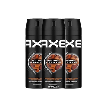 Axe Men Deodorant Body Spray Leather &amp; Cookies, 150ml Pack of 3