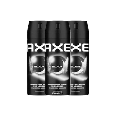 Axe Men Deodorant Body Spray Black, 150ml Pack of 3